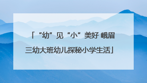 “幼”见“小”美好 峨眉三幼大班幼儿探秘小学生活