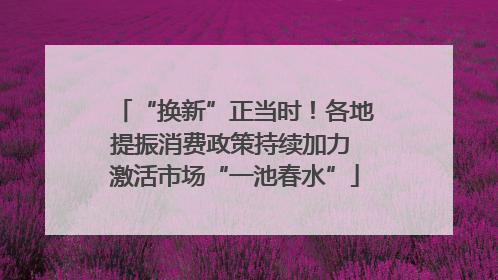“换新”正当时！各地提振消费政策持续加力 激活市场“一池春水”
