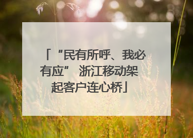 “民有所呼、我必有应” 浙江移动架起客户连心桥