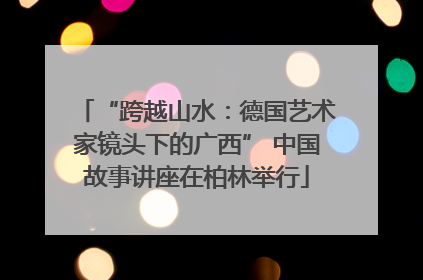 “跨越山水：德国艺术家镜头下的广西” 中国故事讲座在柏林举行