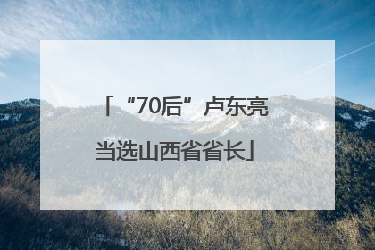“70后”卢东亮当选山西省省长