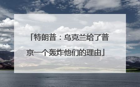 特朗普：乌克兰给了普京一个轰炸他们的理由