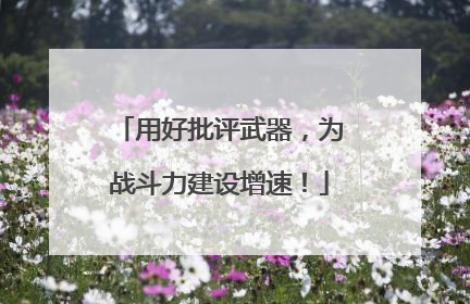 用好批评武器，为战斗力建设增速！