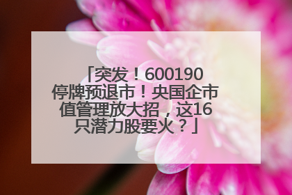 突发！600190停牌预退市！央国企市值管理放大招，这16只潜力股要火？
