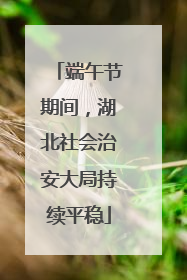 端午节期间，湖北社会治安大局持续平稳