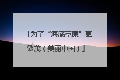 为了“海底草原”更繁茂（美丽中国）
