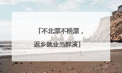不北漂不横漂，返乡就业当群演