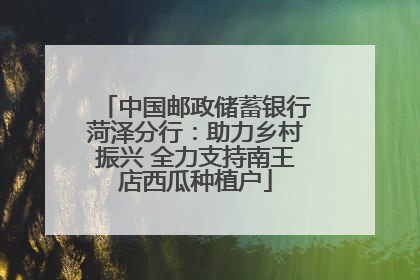 中国邮政储蓄银行菏泽分行：助力乡村振兴 全力支持南王店西瓜种植户