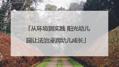 从环境到实践 阳光幼儿园让法治浸润幼儿成长