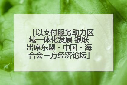 以支付服务助力区域一体化发展 银联出席东盟－中国－海合会三方经济论坛
