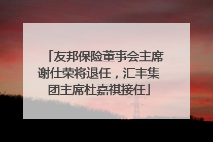友邦保险董事会主席谢仕荣将退任，汇丰集团主席杜嘉祺接任