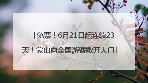 免票！6月21日起连续23天！蒙山向全国游客敞开大门