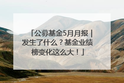 公募基金5月月报｜发生了什么？基金业绩榜变化这么大！