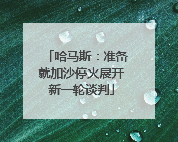 哈马斯：准备就加沙停火展开新一轮谈判