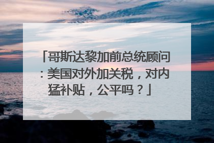 哥斯达黎加前总统顾问：美国对外加关税，对内猛补贴，公平吗？