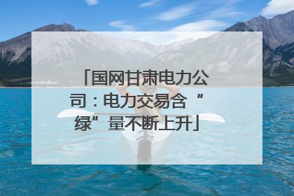 国网甘肃电力公司：电力交易含“绿”量不断上升