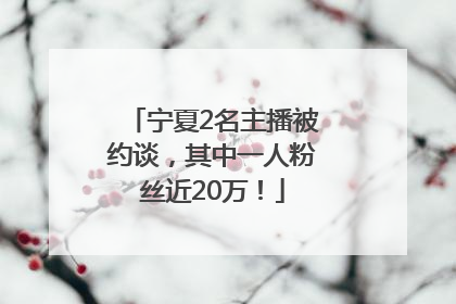 宁夏2名主播被约谈，其中一人粉丝近20万！