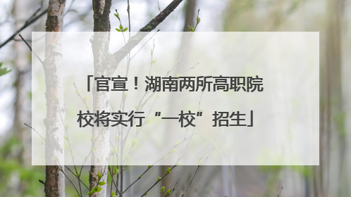 官宣！湖南两所高职院校将实行“一校”招生