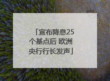 宣布降息25个基点后 欧洲央行行长发声