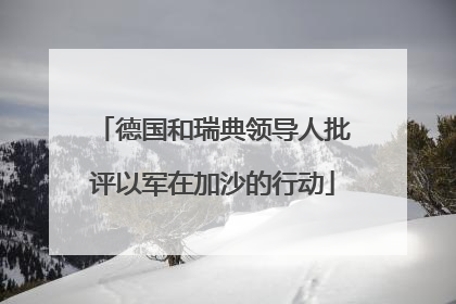 德国和瑞典领导人批评以军在加沙的行动