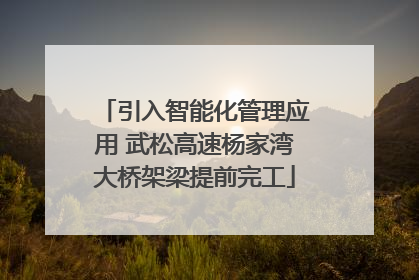 引入智能化管理应用 武松高速杨家湾大桥架梁提前完工