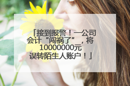 接到报警！一公司会计“闯祸了”，将10000000元误转陌生人账户！