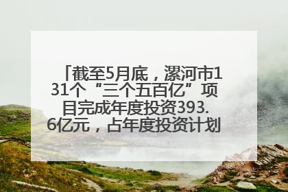 截至5月底，漯河市131个“三个五百亿”项目完成年度投资393.6亿元，占年度投资计划的50.41%——“三个五百亿”项目带动产业提质升级