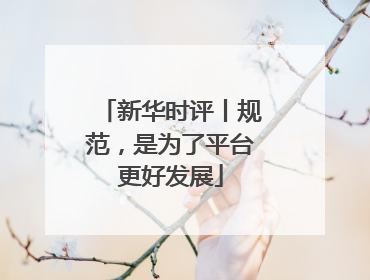 新华时评丨规范，是为了平台更好发展