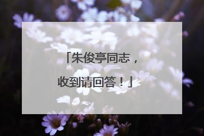 朱俊亭同志，收到请回答！