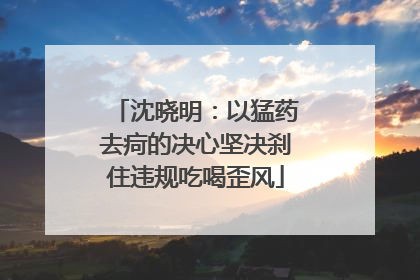 沈晓明：以猛药去疴的决心坚决刹住违规吃喝歪风