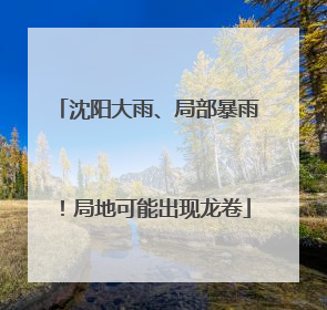沈阳大雨、局部暴雨！局地可能出现龙卷
