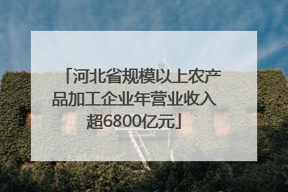 河北省规模以上农产品加工企业年营业收入超6800亿元