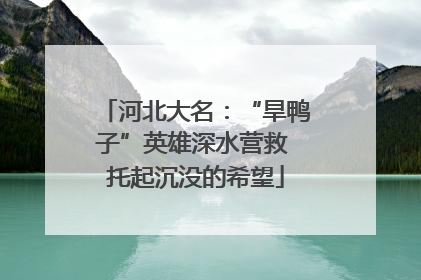 河北大名：“旱鸭子”英雄深水营救 托起沉没的希望
