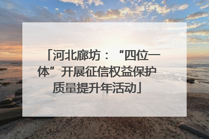 河北廊坊：“四位一体”开展征信权益保护质量提升年活动