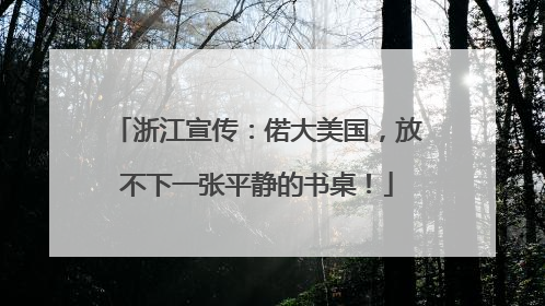 浙江宣传：偌大美国，放不下一张平静的书桌！
