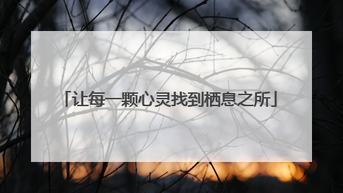 让每一颗心灵找到栖息之所