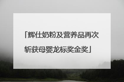 辉仕奶粉及营养品再次斩获母婴龙标奖金奖