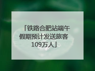 铁路合肥站端午假期预计发送旅客109万人