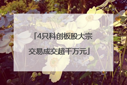 4只科创板股大宗交易成交超千万元